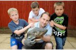 Kids find shark head in a village stream